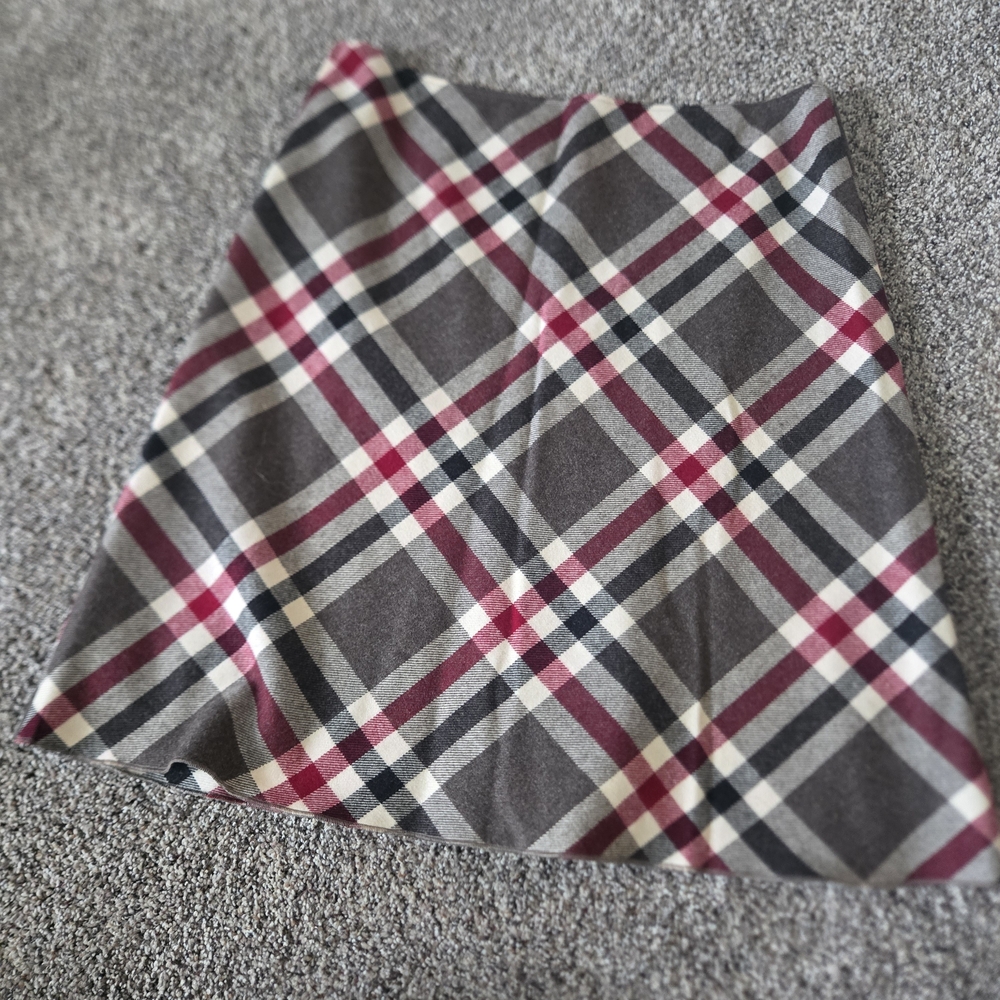 United Colors Of Benetton Plaid A-Line Skirt - Gray, Red, Cream
